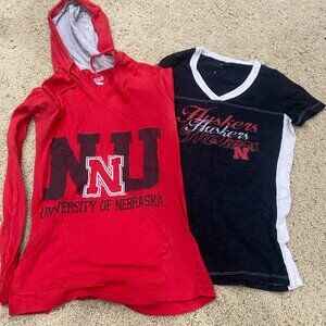 Nebraska Cornhuskers UNL Red Hoodie & Shirt Women’s Medium